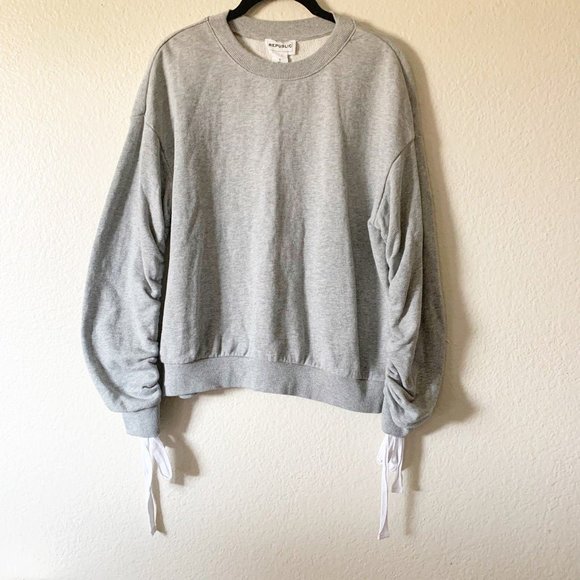 Crewneck Sweatshirt with Cinched Sleeves - Picture 1 of 1